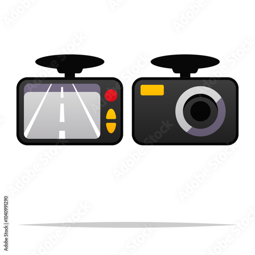 Car dashboard camera video recorder vector isolated illustration
