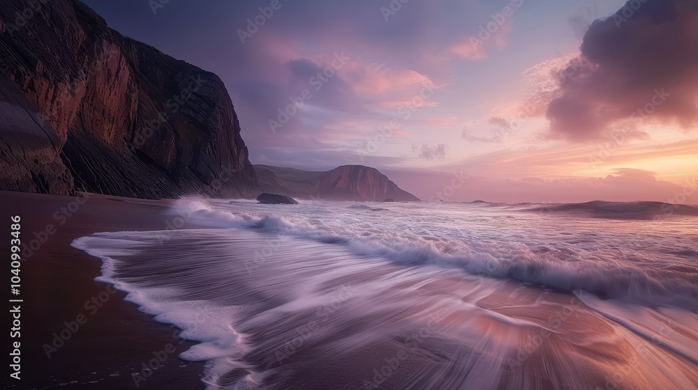 A beautiful sunset over the ocean with a rocky shoreline A beautiful sunset over the ocean with a rocky shoreline
