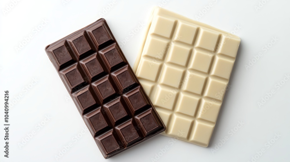 Indulgent chocolate squares, a delicious treat on white background 