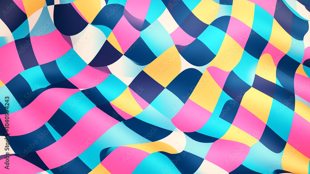 Obraz premium Colorful abstract waves with bright patterns creating a vibrant visual experience