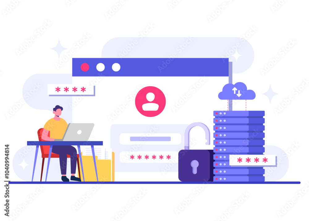 Database protection, Cyber security, Data Center, File management, cloud storage, Privacy data protection flat illustration for landing page, mobile app, poster, flyer, web banner, infographic Database protection, Cyber security, Data Center, File management, cloud storage, Privacy data protection flat illustration for landing page, mobile app, poster, flyer, web banner, infographic