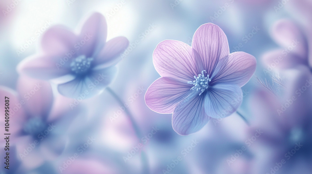 Obraz premium Delicate pink flowers blooming softly in a tranquil garden during early spring mornings
