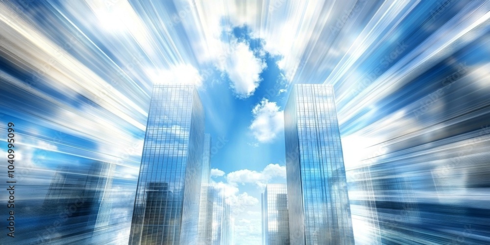 Dynamic perspective graphic painting of modern buildings. Dynamic perspective graphic painting of modern buildings.