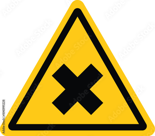 Harmful chemicals warning sign. Yellow irritant hazard symbol. Warning sign irritating substances. flat style.