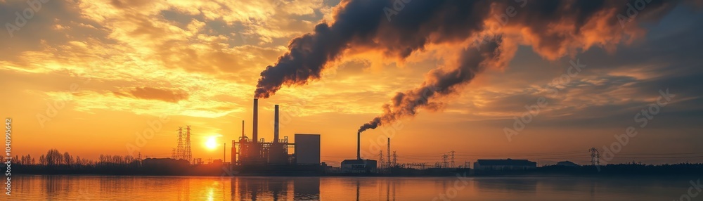 Industrial factory, smoke, manufacturing, and environmental impact in modern industry Industrial factory, smoke, manufacturing, and environmental impact in modern industry