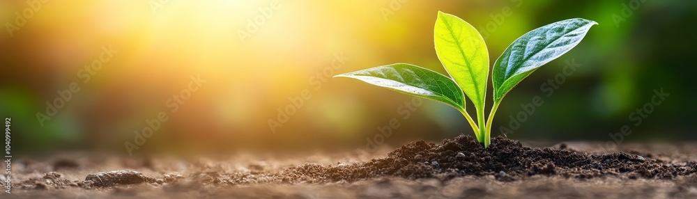 New life emerging, tiny plant sprouting from fertile soil symbolizing growth and renewal New life emerging, tiny plant sprouting from fertile soil symbolizing growth and renewal