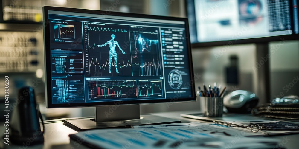 A sports scientist's workspace featuring performance data analysis.