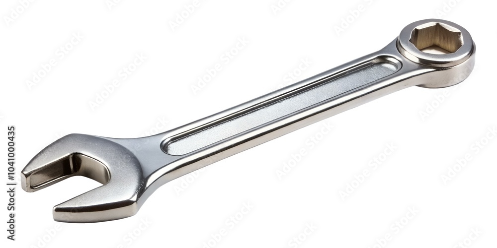 Silver Combination Wrench with Open End and Box End Silver Combination Wrench with Open End and Box End