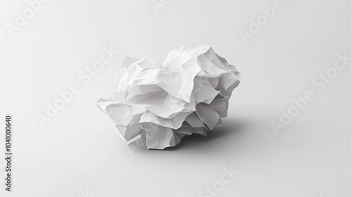 Abstract minimalism, a single white paper ball on gray background