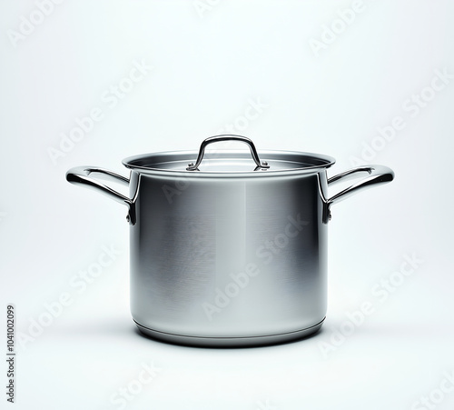 stainless steel stock pot isolated on a white background