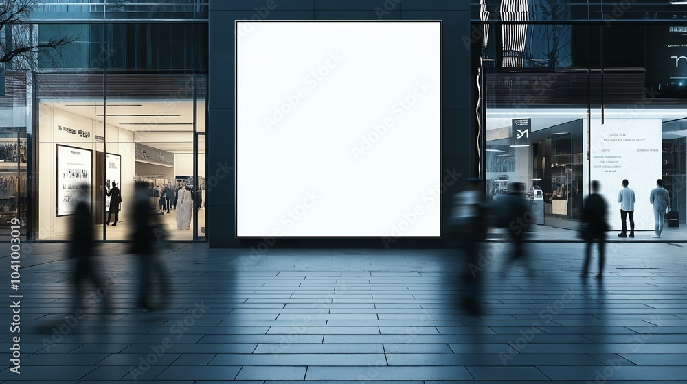 Blank white poster on a wall of business center Blank white poster on a wall of business center