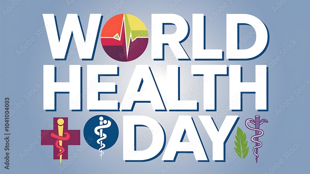 World Health Day Text with Medical Symbols World Health Day Text with Medical Symbols