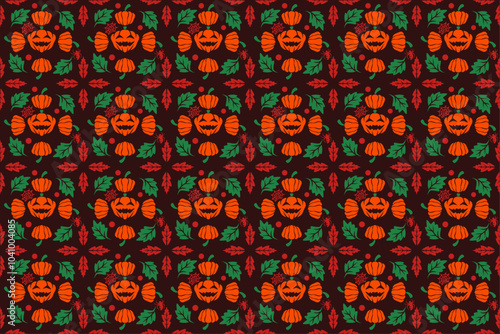 Pumpkin Halloween Seamless Pattern Background