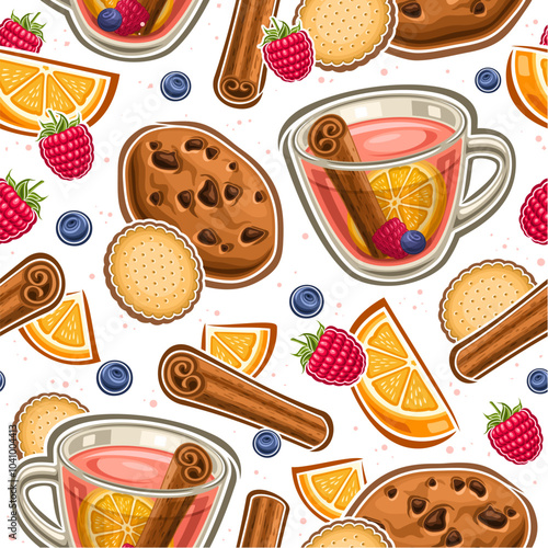 Vector Fruit Tea seamless pattern