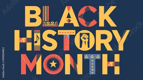 Black History Month with Abstract Geometric Letters and Symbols