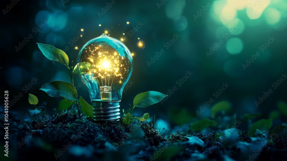 Innovative green energy concept featuring glowing lights. Innovative green energy concept featuring glowing lights.