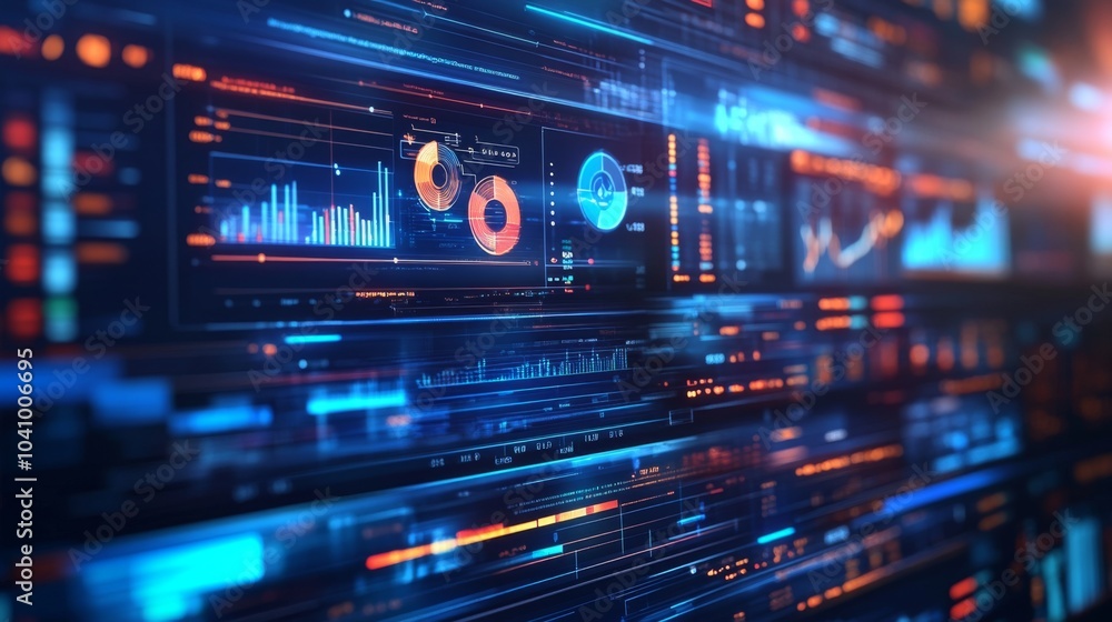 A futuristic floating holographic dashboard showcasing comprehensive business analytics. A futuristic floating holographic dashboard showcasing comprehensive business analytics.