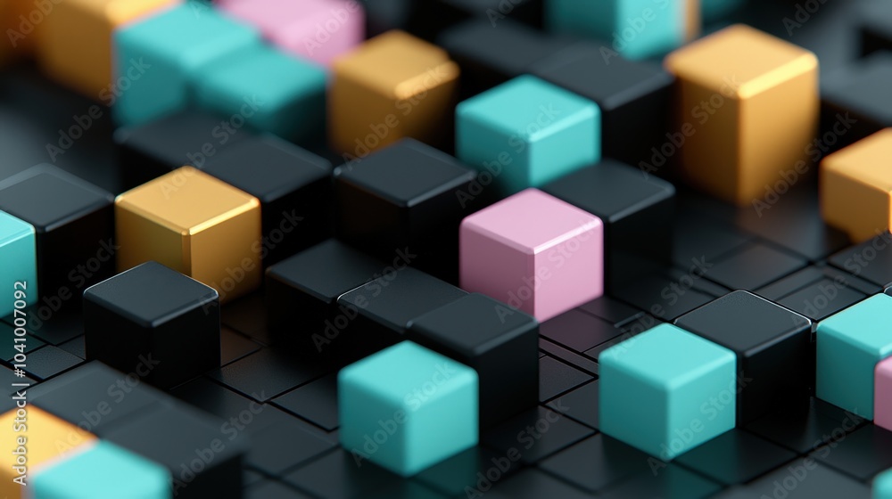 Abstract 3D Geometric Pattern with Colorful Cubes Seamless Design Abstract 3D Geometric Pattern with Colorful Cubes Seamless Design