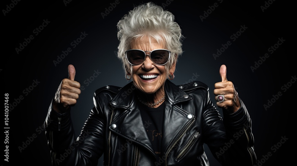 Stylish Elderly Woman Giving Thumbs Up Stylish Elderly Woman Giving Thumbs Up