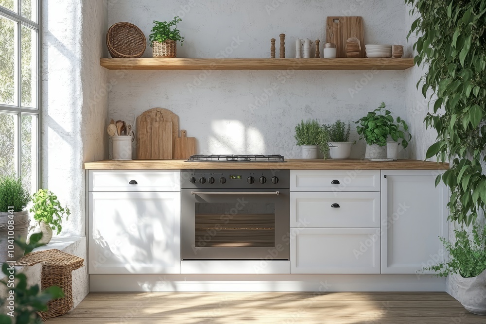Frame mockup in kitchen interior background, Farmhouse style, 3d render, Generative AI Frame mockup in kitchen interior background, Farmhouse style, 3d render, Generative AI