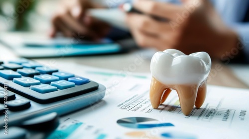 A businessperson reviews a dental bill in close-up.