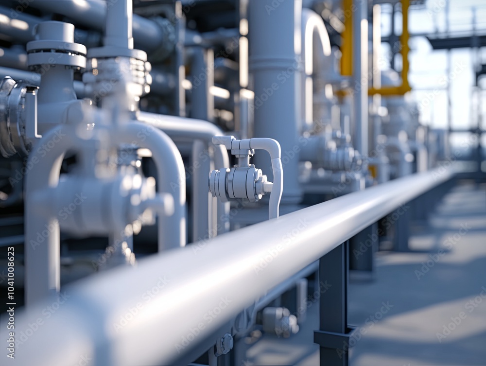 Industrial piping and valves in a modern facility Industrial piping and valves in a modern facility