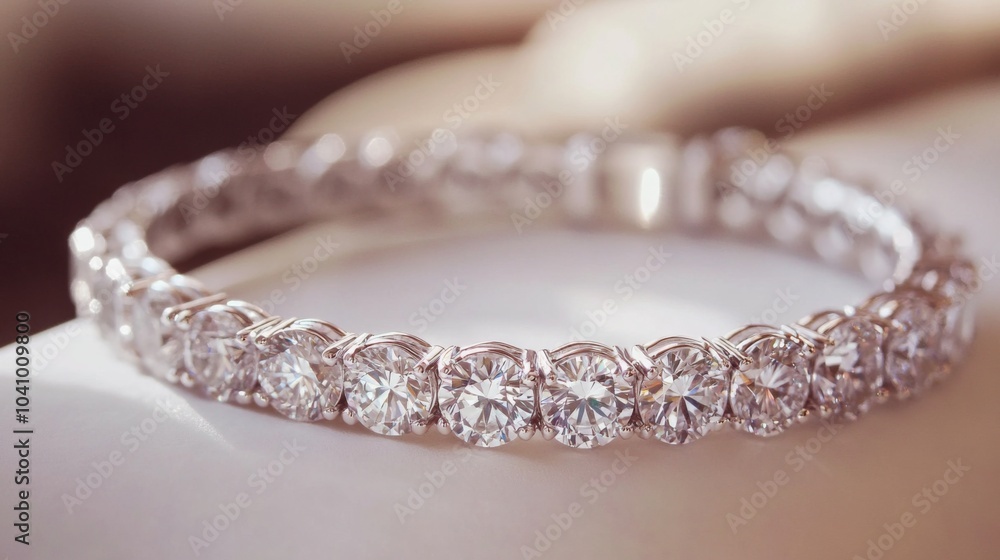Exquisite diamond bracelet elegantly displayed on a pristine white background. Exquisite diamond bracelet elegantly displayed on a pristine white background.