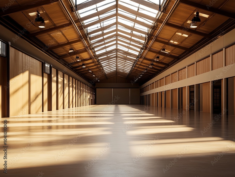 Spacious and Bright Interior of an Industrial Hall Spacious and Bright Interior of an Industrial Hall