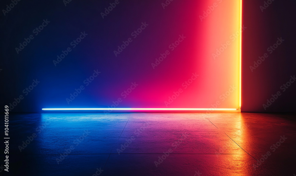 Obraz premium Colorful Neon Spectrum Illuminates a Futuristic Electric Design in Modern Tech Interiors