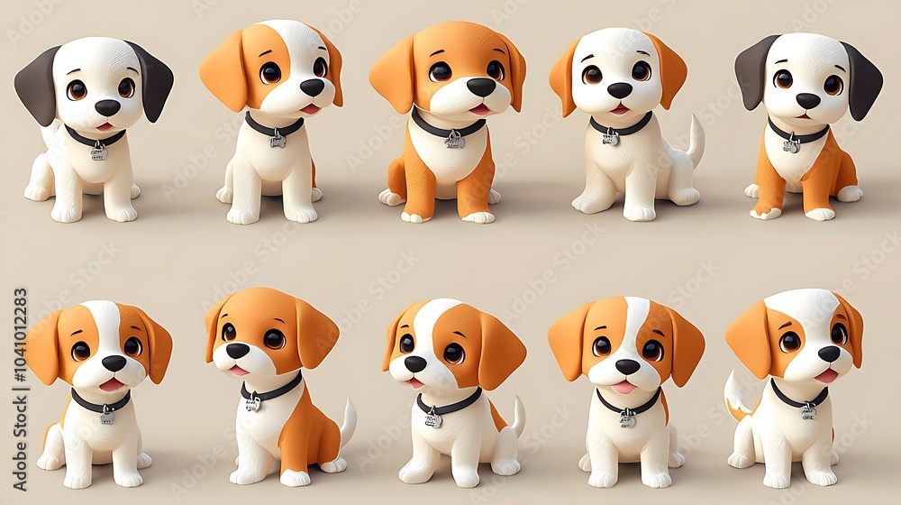Cute Puppy Poses: A collection of adorable 3D-rendered puppies in various poses, perfect for social media, children's books, or any project needing a touch of cuteness. Cute Puppy Poses: A collection of adorable 3D-rendered puppies in various poses, perfect for social media, children's books, or any project needing a touch of cuteness.