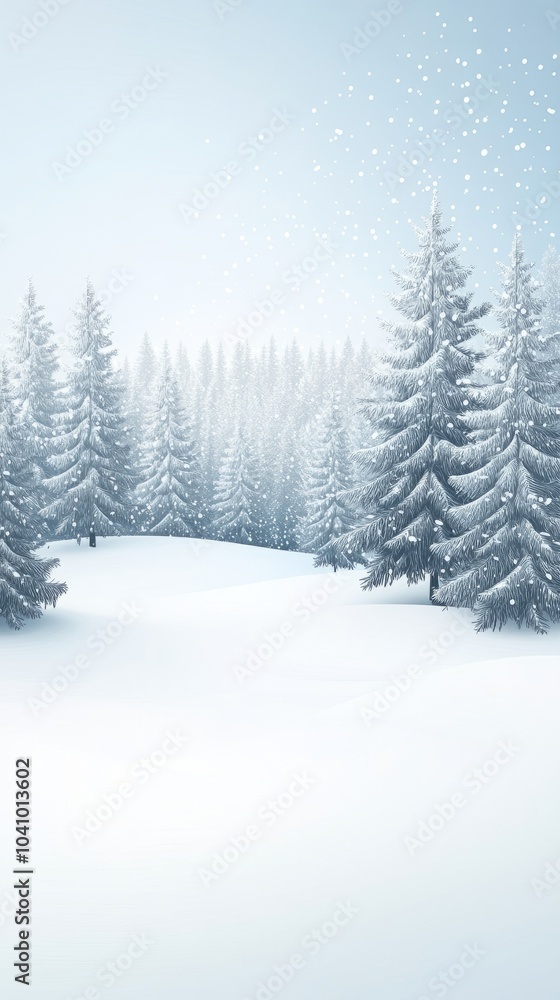 A snowy forest scene with tall pine trees and a dusting of fresh snow. A snowy forest scene with tall pine trees and a dusting of fresh snow.