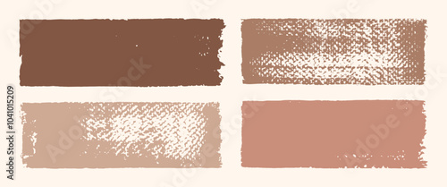 Rough paper painted lines. Abstract organic boho bg. Ceramic pottery vibe natural brownish hand drawn brushstroke text boxes. Calligraphy highlights underlines set. Warm handmade gouache paint texture