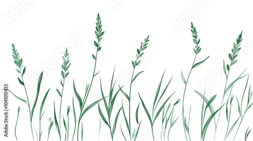 A silhouette of green grass against a dark background, creating a striking contrast with delicate details in the foliage.