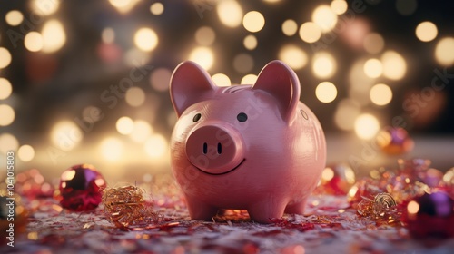 new year 2025 investment concept with piggy bank saving money for future