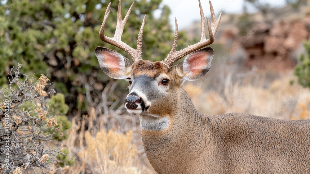 Naklejka premium Majestic White Tailed Deer Buck Portrait in Wild Nature
