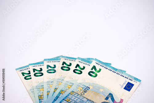 Stack of twenty euro bills