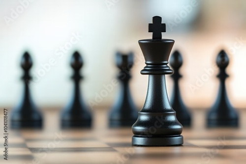 Strategic Moves on the Chessboard The King Amidst the Black Pieces in a Game of Intellect