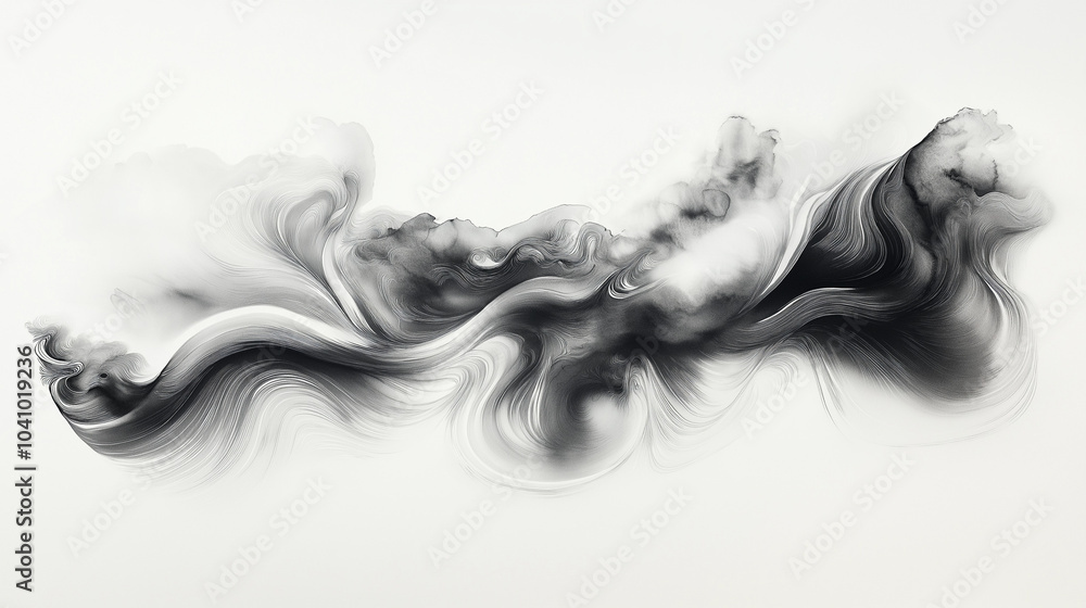 Abstract black and white ink flow with soft gradients Abstract black and white ink flow with soft gradients