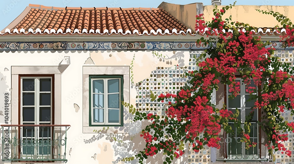 Charming old house adorned with vibrant flowers in the garden Charming old house adorned with vibrant flowers in the garden