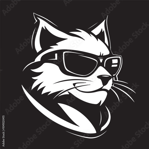 black glasses cat vector