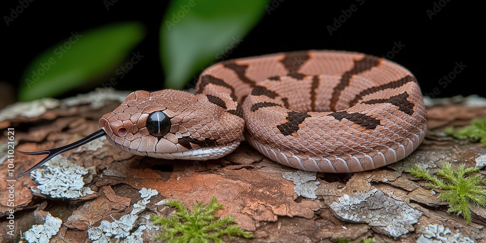 Fototapeta premium Borneo Ringed Snake Closeup Tropidolaemus Subannulatus Wildlife Photography