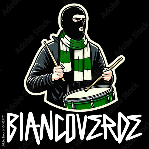 Illustration vector of Ultras football fans with drum 