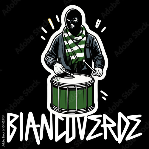 Illustration vector of Ultras football fans with drum 