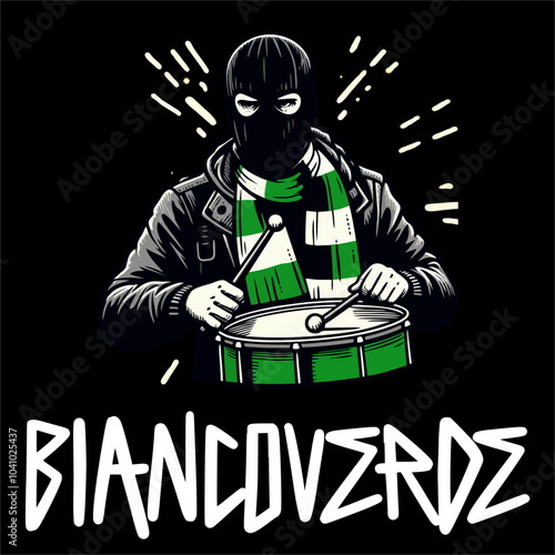 Illustration vector of Ultras football fans with drum 