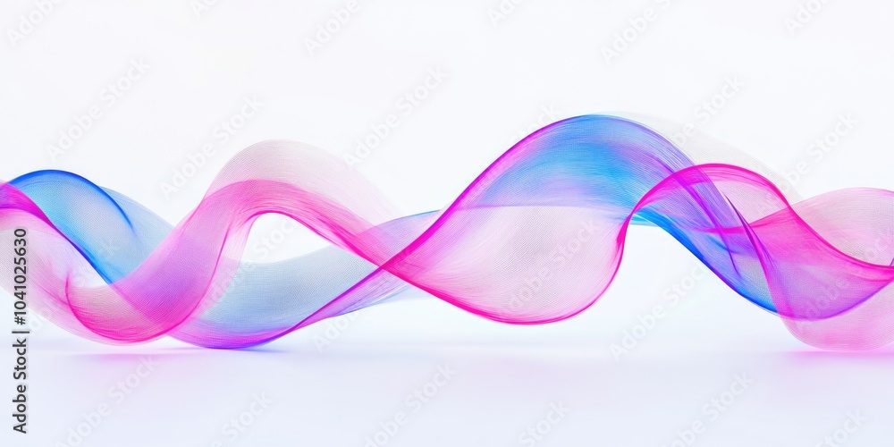 Pink and Blue Wave on White Pink and Blue Wave on White