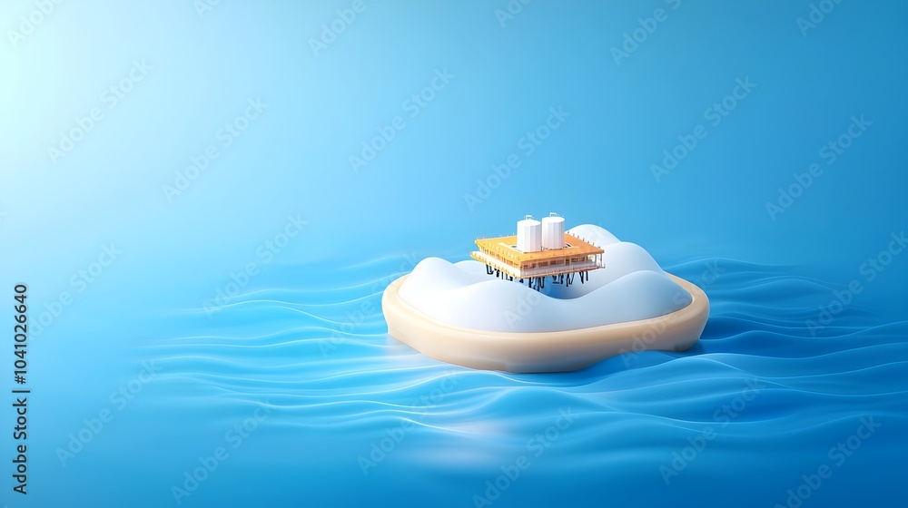 Floating Offshore Energy Platform Amid Ocean Waves in Minimalist Style Floating Offshore Energy Platform Amid Ocean Waves in Minimalist Style