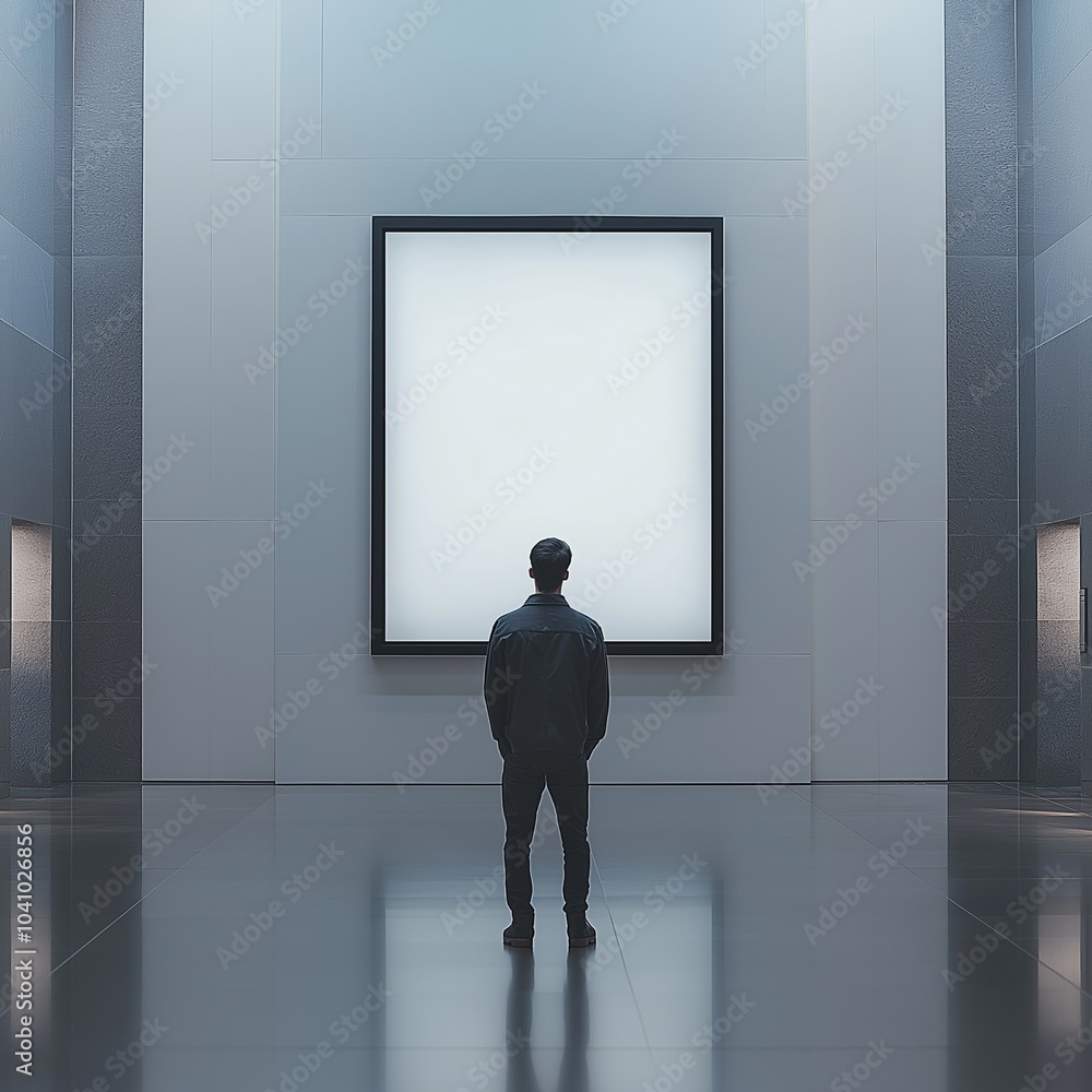 Blank white poster on a wall of business center Blank white poster on a wall of business center