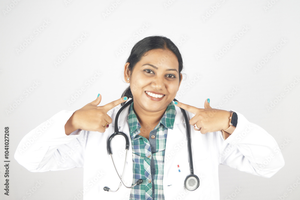 Smiling medical doctor woman with stethoscope in hospital Smiling medical doctor woman with stethoscope in hospital