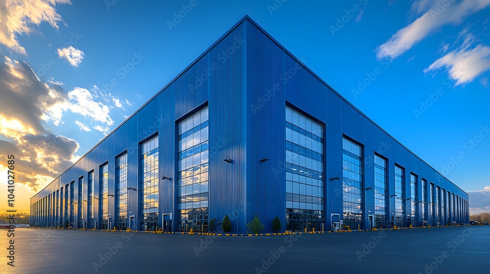 Photograph of an Industrial Building with Blue Walls and a Concrete Foreground – Modern Factory Exterior Architecture.
Photograph of an Industrial Building with Blue Walls and a Concrete Foreground – Modern Factory Exterior Architecture.