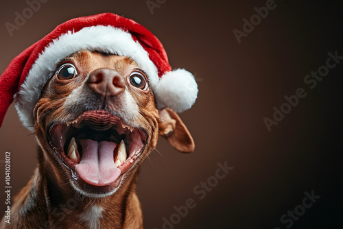 Ausgelassener Hund feiert Weihnachten